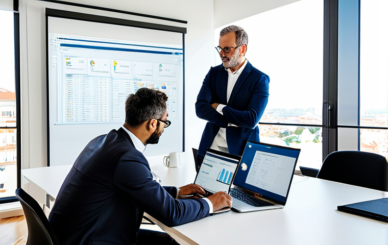 데이터사이언스에서 AutoML 활용 - **

"A diverse team of professionals collaborating on a data analysis project using AutoML software ...