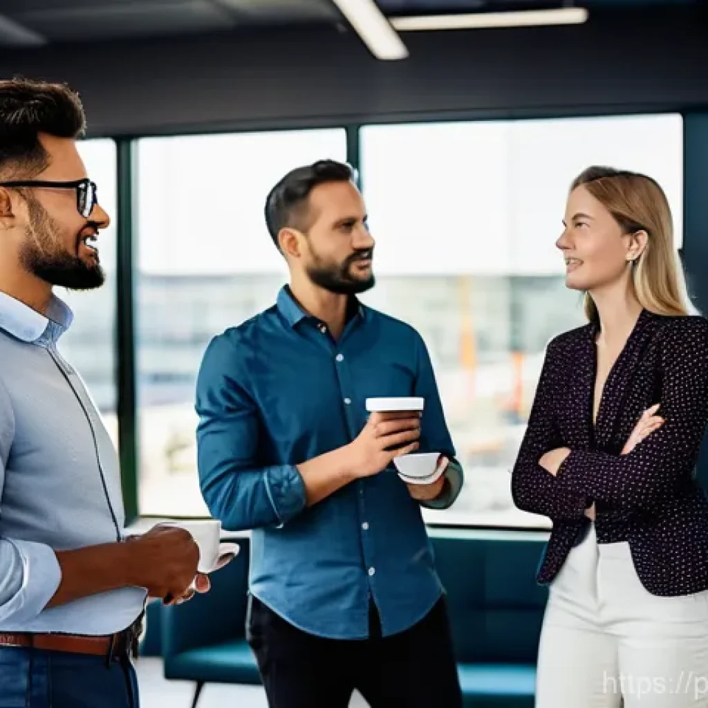 데이터사이언스와 협업 도구 - **Prompt:** "A diverse team of five data scientists, casually yet professionally dressed in business...