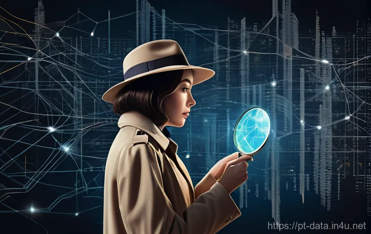 데이터사이언스에서 데이터 전처리 - A seasoned data detective, a woman with a keen gaze and a neatly styled bob, wearing a classic beige...