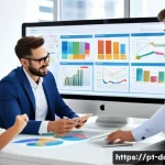 Home 20 데이터사이언스에서 SQL 활용 - A modern office environment with a diverse group of professionals collaborating around a large touch...