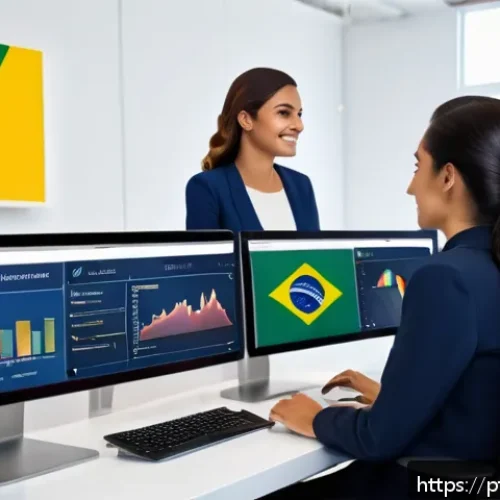 Home 30 데이터사이언스와 인공지능 - A modern Brazilian retail store office with a diverse team of professionals using real-time data ana...